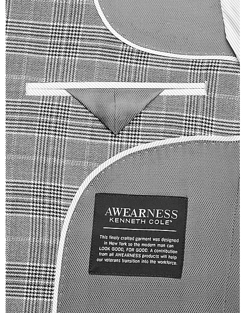 Awearness Kenneth Cole Gray Plaid Slim Fit Sport Coat - Image 3