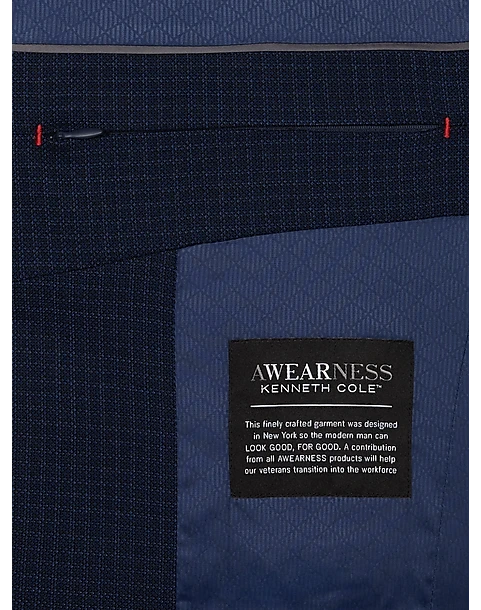 Awearness Kenneth Cole AWEAR-TECH Slim Fit Sport Coat, Navy Check - Image 3