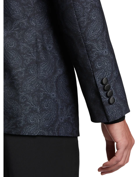 Egara Slim Fit Peak Lapel Dinner Jacket, Charcoal Paisley - Image 2