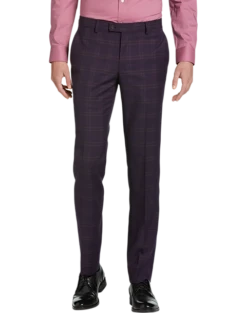 Egara Skinny Fit Suit Separates Pant, Plum Plaid