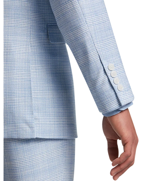 Egara Skinny Fit Suit Separates Coat, Light Blue Plaid - Image 2