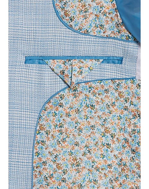 Egara Skinny Fit Suit Separates Coat, Light Blue Plaid - Image 3