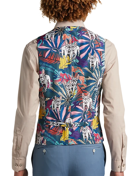 Paisley & Gray Slim Fit Suit Separates Vest Slate Blue - Image 2