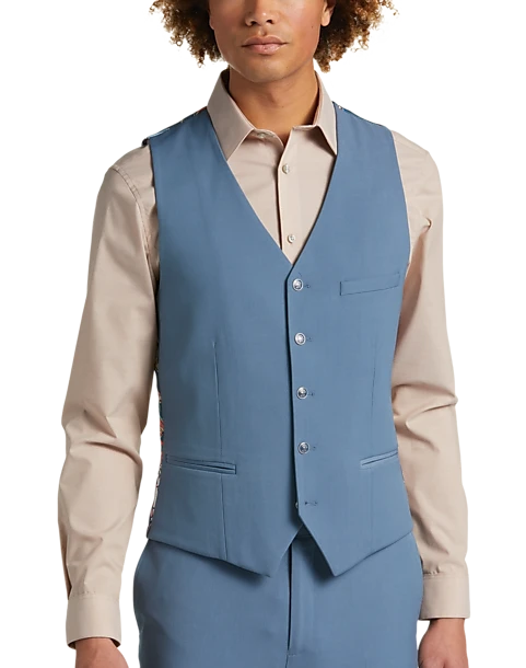 Paisley & Gray Slim Fit Suit Separates Vest Slate Blue