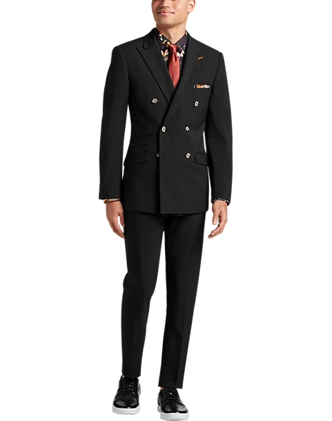 Paisley & Gray Slim Fit Double Breasted Suit Separates Coat, Jet Black - Image 2