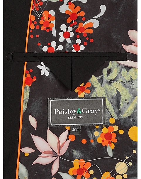 Paisley & Gray Slim Fit Double Breasted Suit Separates Coat, Jet Black - Image 4