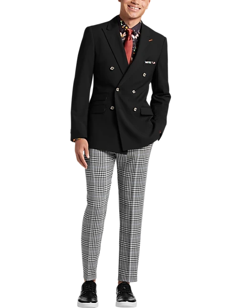 Paisley & Gray Slim Fit Double Breasted Suit Separates Coat, Jet Black - Image 6