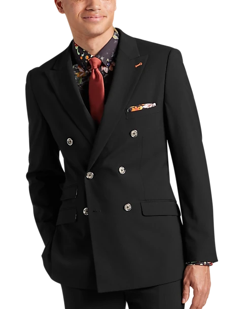 Paisley & Gray Slim Fit Double Breasted Suit Separates Coat, Jet Black
