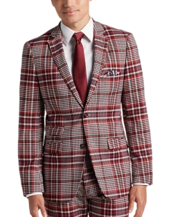 Paisley & Gray Slim Fit Suit Separates Coat, Pink Plaid
