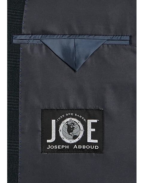 JOE Joseph Abboud Slim Fit Double Breasted Suit Separates Coat, Navy Plaid Seersucker - Image 3