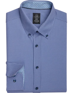 Michael Strahan Four-Way Stretch Modern Fit Dress Shirt, Blue Gingham