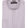 Pronto Uomo Classic Fit Spread Collar Dress Shirt, Rust And Blue Double Plaid