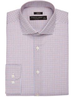 Pronto Uomo Classic Fit Spread Collar Dress Shirt, Rust And Blue Double Plaid
