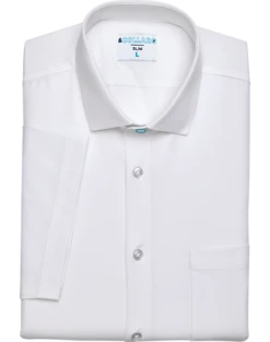&Collar Pacific Slim Fit Stain-Resistant Short Sleeve Dress Shirt, White