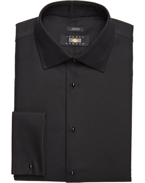 Joseph Abboud Modern Fit French Cuff Tuxedo Formal Shirt, Black