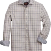 Egara Slim Fit Spread Collar Sport Shirt, Taupe Windowpane