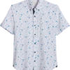 Con.Struct Slim Fit Short Sleeve Sport Shirt White & Blue Paisley
