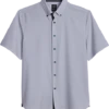 Michael Strahan Modern Fit Short Sleeve Sport Shirt White Woven Pattern