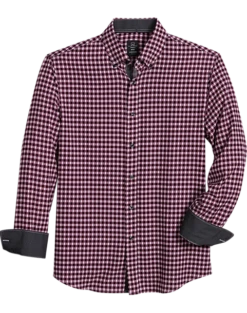 Michael Strahan Modern Fit Button-Down Collar 4-Way Stretch Sport Shirt Pink Check