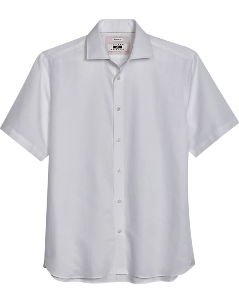Joseph Abboud Modern Fit Short Sleeve Linen-Blend Sport Shirt, White