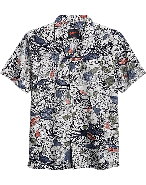 Egara Slim Fit Short Sleeve Sport Shirt, Rust & Blue Floral