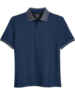 Michael Strahan Modern Fit Short Sleeve Polo, Navy Stripe