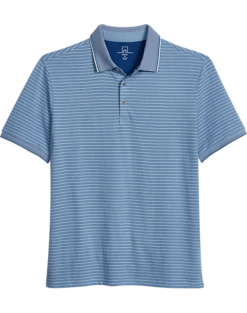 Michael Strahan Modern Fit Short Sleeve Polo, Blue Stripe