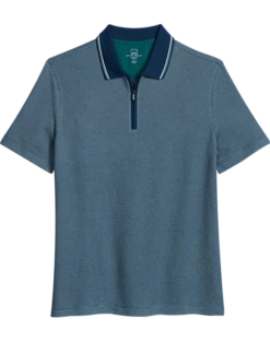Michael Strahan Modern Fit Zip Polo, Teal