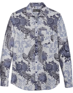 Paisley & Gray Slim Fit Spread Collar Sport Shirt, Blue Baroque Pheasant