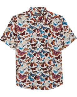 Paisley & Gray Slim Fit Short Sleeve Sport Shirt, Multicolor Butterflies
