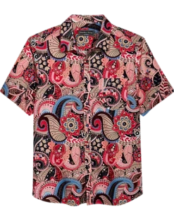 Paisley & Gray Slim Fit Short Sleeve Sport Shirt, Pink Paisley