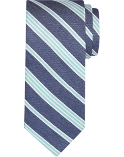 Egara Narrow Tie, Denim & Sage Stripe