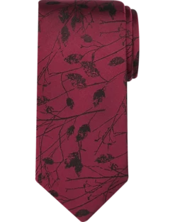 Pronto Uomo Narrow Tie, Burgundy Marsh Twigs